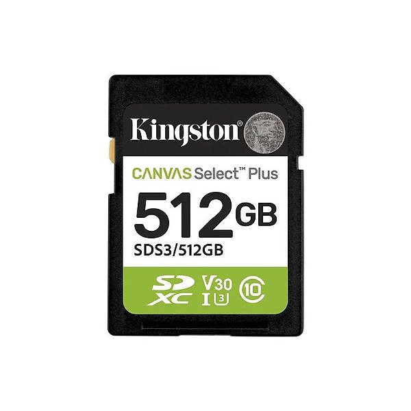 Cartão de Memória SD Kingston Canvas Select Plus 512GB 150MBS - SDS3/512GB