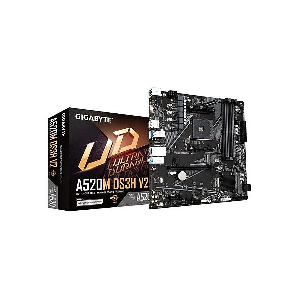 Placa-mãe AM4 Gigabyte A520M DS3H V2 sem R/ HDMI/ DP/ DVI/ M2/ DDR4/ USB 3.2