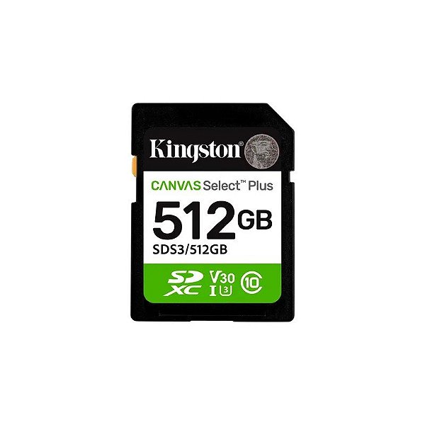 Cartão de Memória Kingston SDS3/512GB Canvas Select Plus - 512GB - SD - 150MB/s