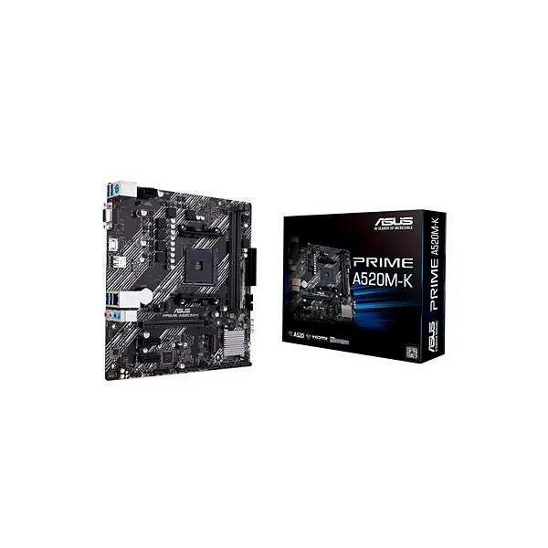 Placa Mãe Asus Prime A520M-K / Soquete AM4 / DDR4 / OC