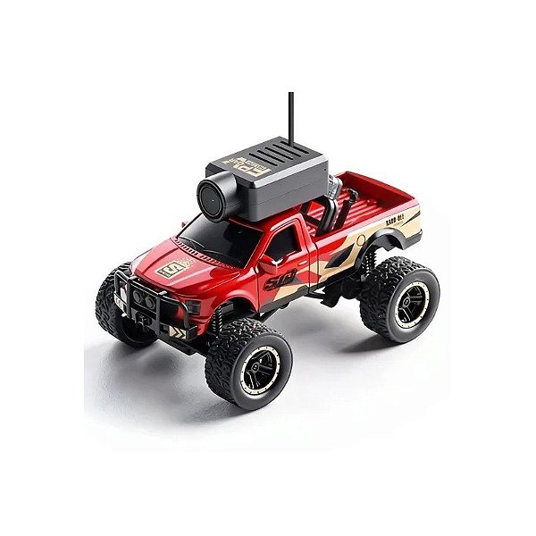 Carro Wltoys 1/64 com Câmera Mini FPV Monster TXS com Display Vermelho 6407