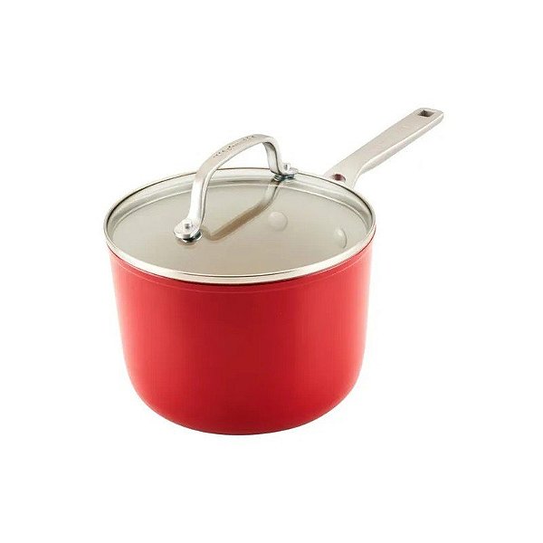Caçarola de Cerâmica com Tampa de Vidro Kitchenaid 31CM Vermelha