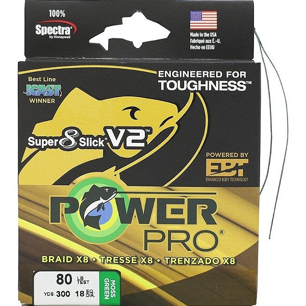 Linha Multifilamento Power Pro Super 8 Slick V2 80lb 37kg 0,43mm 275m
