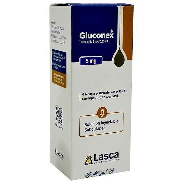 Injeção de Gluconex Tirzepatida 5mg/0,33mL (4 Seringas pré-carregadas)