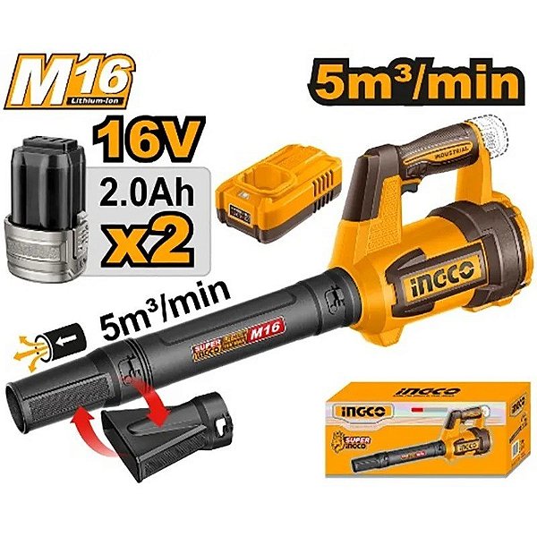 Soplador portátil 16V - Ingco CABLI168082 (x2 baterías)