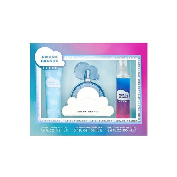 Kit Perfume Ariana Grade Cloud Edp 100ML + Névoa Corporal 118ML + Soufflé Corporal 100ML - Feminino