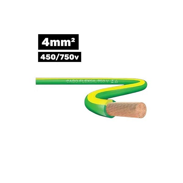 Cabo Flexível 450/750V 1*4MM 100M Verde/Amarelo