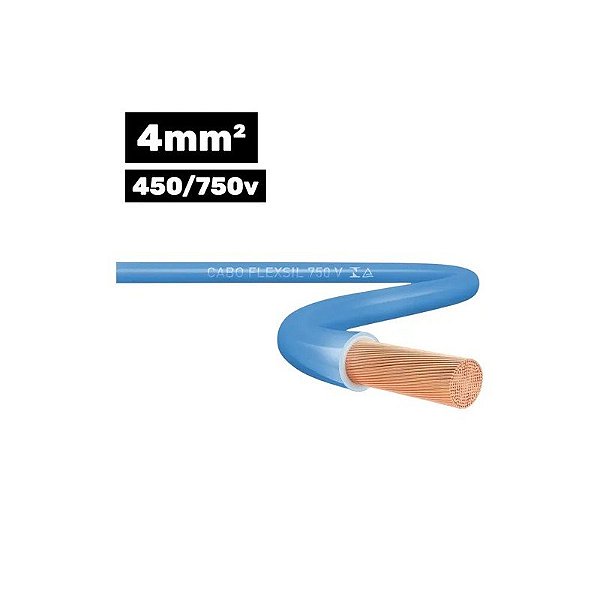 Cabo Flexsil 450/750V 1x4mm 100m Azul