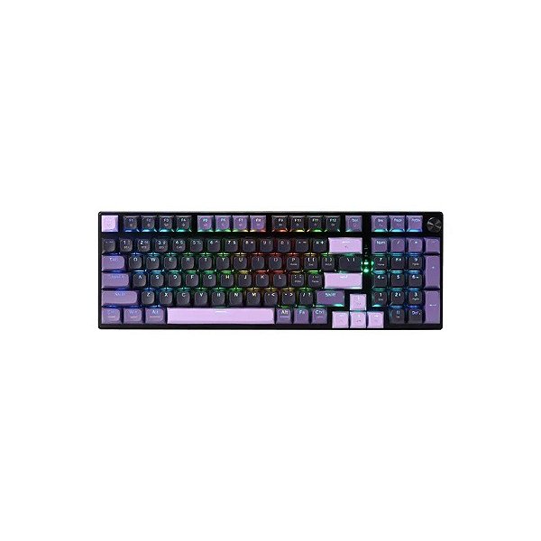 Teclado Gamer Redragon Dharma Pro K740BP RGB Sem Fio - Preto e Roxo