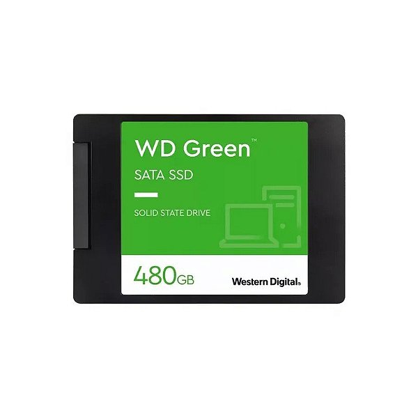 SSD Western Digital WD Green, 480GB, 2.5", SATA 3, Leitura 545MB/s, Gravação 430MB/s, WDS480G3G0A