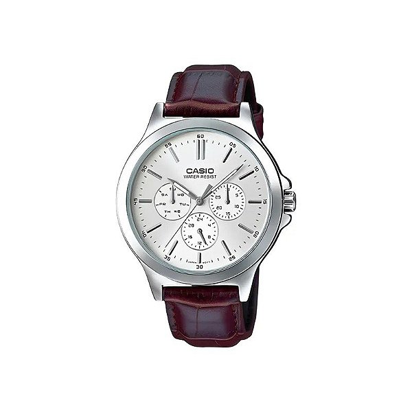 Relógio Casio MTP-V300L-7AUDF Analógico Masculino - Prata/Branco/Marrom