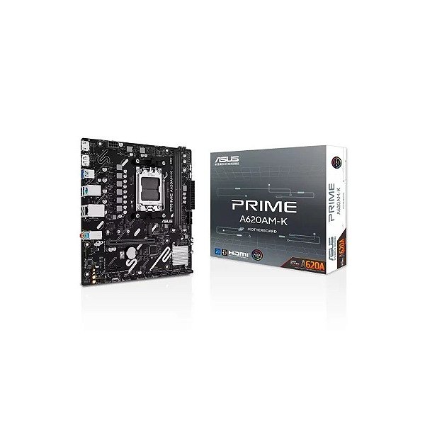 Placa-mãe Asus Prime A620AM-K DDR5 Socket AM5 Chipset AMD A620 Micro ATX