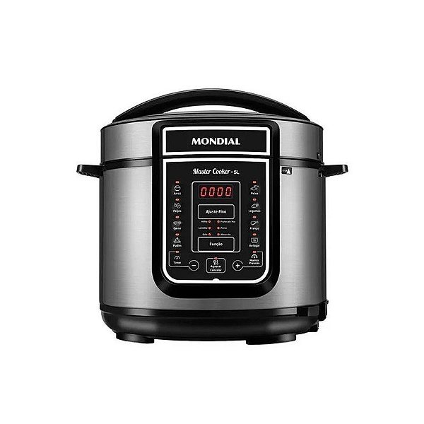 Panela de Pressão Elétrica Mondial Master Cooker PE-38 900 Watts 5 Litros 220V ~ 50/60HZ - Prata/Preta