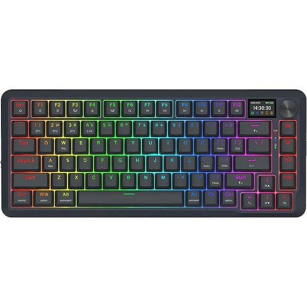 Teclado Gamer Mecânico Redragon Flekact Pro K708-RGB PRO BT 2.4GHz Preto