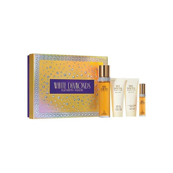 Kit de Fragrâncias Diamantes Brancos Elizabeth Taylor 4 Peças