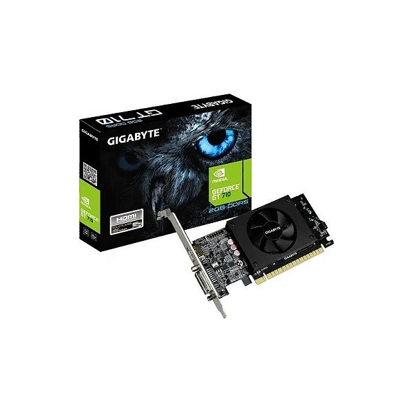 Placa de Vídeo Gigabyte GeForce GT710, 2GB DDR3, 64 Bits, 1x DVI 1x HDMI 1x VGA, GV-N710D3-2GL