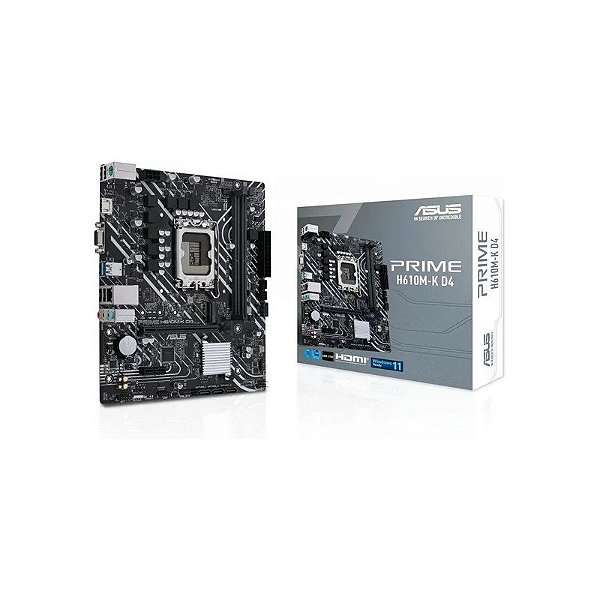 Placa Mãe Intel 1700 Asus H610M-K Prime D4 CSM LGA 1700 DDR4 Micro ATX