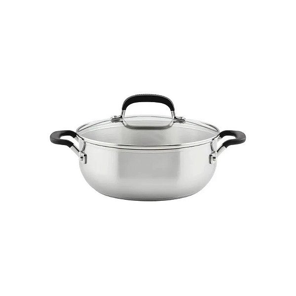 Panela de Inox Kitchenaid com Tampa de Vidro 4L 24CM