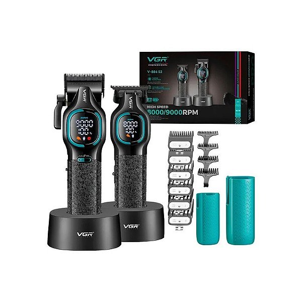 Kit de Cortador de Cabelo e Aparador Voyager VGR V-886S2 Recarregável - Preto
