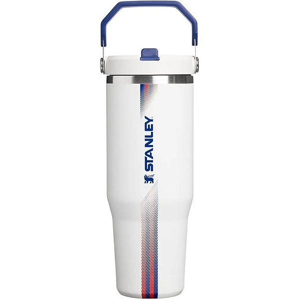 Garrafa Térmica Stanley Flip Straw Tumbler - 10-12043-1505 (887ml) Branco Equipe Azul Escuro