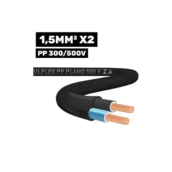 Cabo Silflex PP 300/500V 2x1,5mm 100m Preto