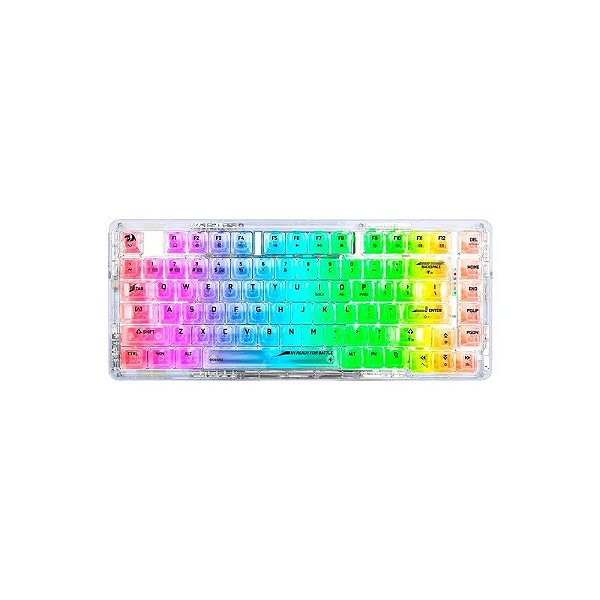 Teclado Gamer Redragon Elf Pro K649CT RGB Switch Translucent Custom Layout 78% Sem Fio Branco Transparente