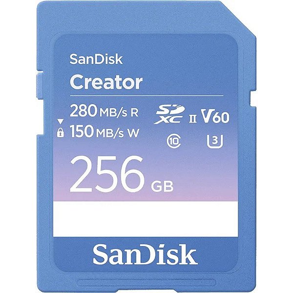 Cartão de Memória SD SanDisk Série Creator UHS-II SDSDXEP-256G-GNCIS 280-150 MB/s - 256GB