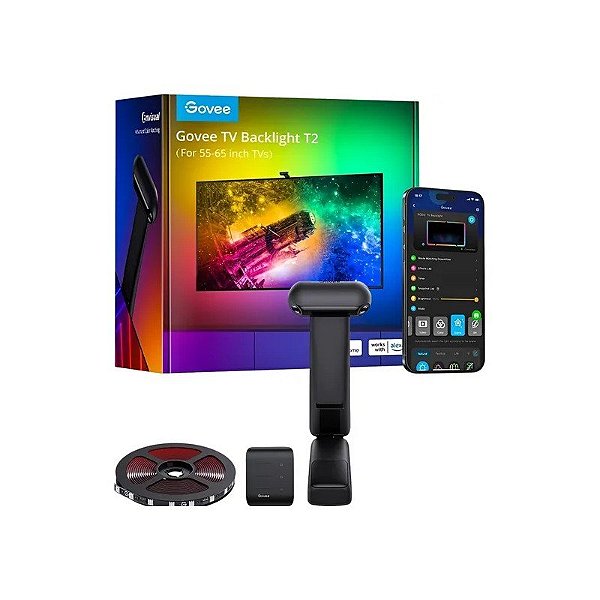 Kit de Retroiluminação Inteligente para TV Govee Envisual T2 H605C 75"/85" com Câmera - 5 Metros
