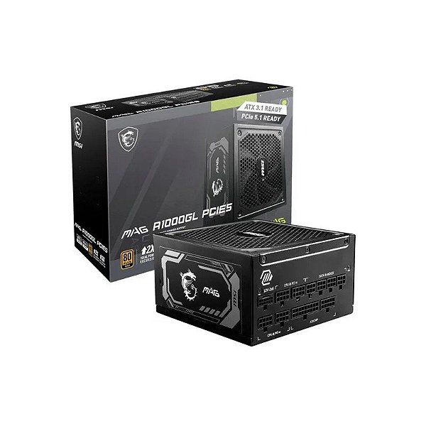 Fonte 1000W MSI Mag A1000GLS 80+Gold PCI-Exp 5.1 *G