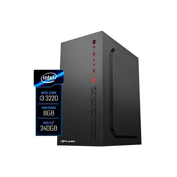 Computador Montado Up Gamer Light, Intel Core i3 3220 3.3GHZ, 8GB DDR3 1600MHZ, SSD 240GB, Placa Mãe H61M, Fonte 230W, Cooler Processador