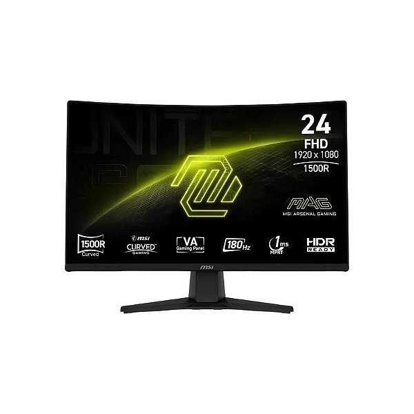 Monitor Gamer Curvo MSI Mag 242C 24" FHD 180 Hz / 1 ms Preto