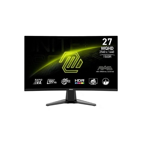 Monitor MSI Mag 242C Curvo 24" Full HD (1920X1080), 180HZ, 1MS, 1XHDMI 2.0, 1XDISPLAYPORT 1.2, 1XCONECTOR de Áudio, Adaptive-SYNC, Preto