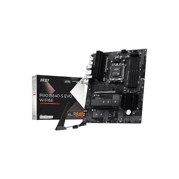 Placa-Mãe MSI Pro B840-s Evo WIFI6E DDR5 Socket AM5 Chipset AMD B840 ATX