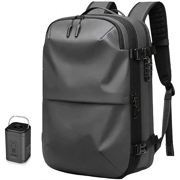 Mochila Resenha B1 RB3077 com sistema AIRBACK (Compressão a Vácuo) - Cinza