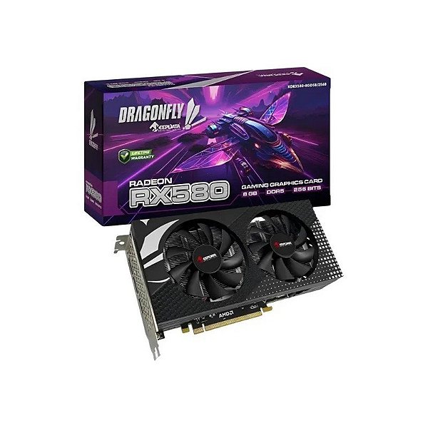 Placa de Vídeo Keepdata Dragonfly 8GB AMD Radeon RX580, GDDR5, KDRX580-8GD5B, 256BITS, 1244MHZ, 1XHDMI, 1XDISPLAYPORT, 1XDVI, Preto