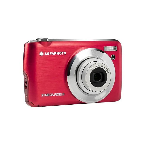 Câmera Digital Agfaphoto DC8200 Zoom 8X + Cartão de Memória SD 16 GB - Vermelha