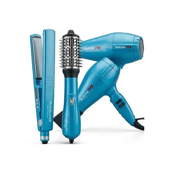 Kit Babylisspro Nanotitânio BNTPP91UZ Secador/Escova/Prancha - Azul