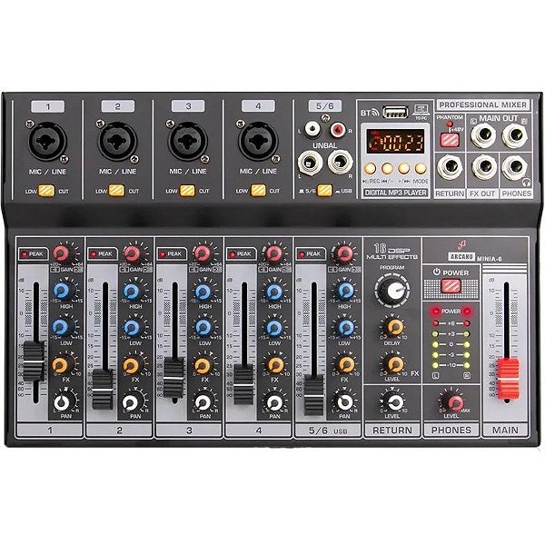 Mesa de Som Karsect Mixer de 4 canais P10/RCA KT-P6 C/2MIC S/FIO 2V