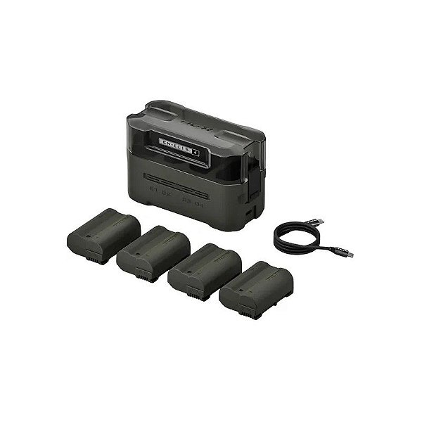 Kit de Bateria e Carregador Tilta EN-EL15C 4 Baterias + Carregador Quádruplo para Câmeras Nikon - Verde (TBC-EL15C-B-GN)