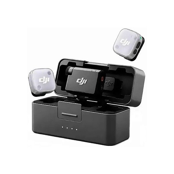 Microfone Sem Fio Dji Mic Mini 2 com USB-C - Preto/Branco Transparente (Anatel)