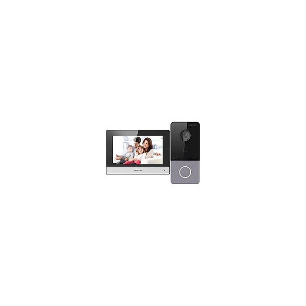 Videoporteiro Hikvision DS-KIS603-P(C) IP com Tela Touch de 7" / Wi-Fi - Preto