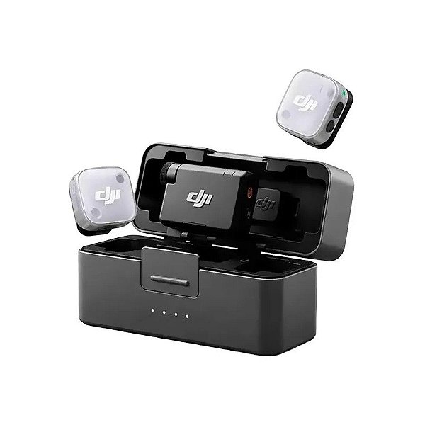 Microfone Sem Fio Dji Mic Mini 2 (2 TX + 1 RX + Estojo de Carregamento) - USB-C - Bluetooth - Preto