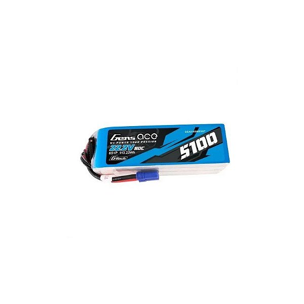 Bateria Gens Ace 22.2V 5100mAh 80C 6S Lipo G-Tech com Plugue EC5