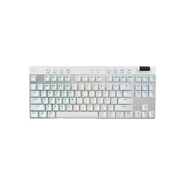 Teclado Gamer Mecânico Logitech G Pro X TKL Lightspeed RGB Sem Fio - Branco (920-012143)