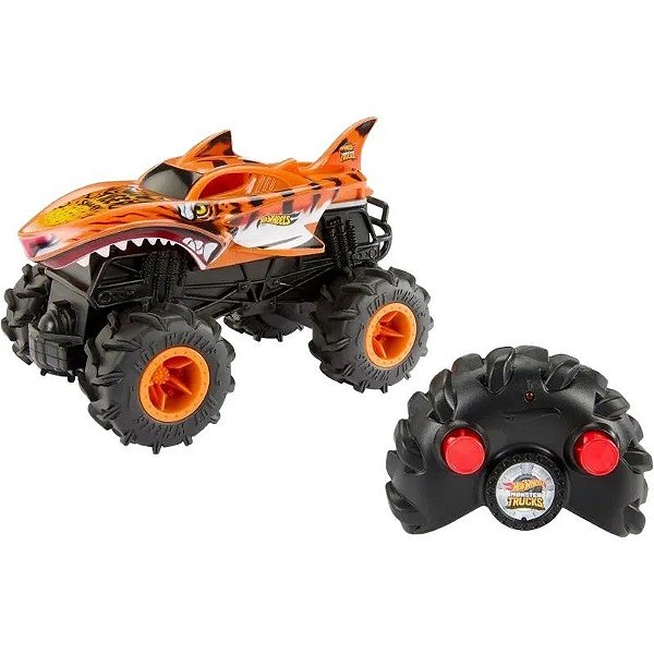 Caminhão Monster Hot Wheels Tiger Shark Controle Remoto 2.4GHz Escala 1:15 Mattel HGV87