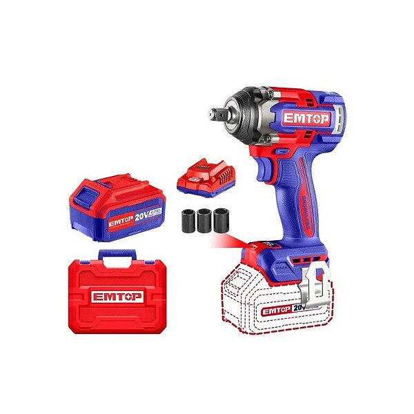 Chave de Impacto Sem Fio Emtop 500NM 1/2 20V 220V