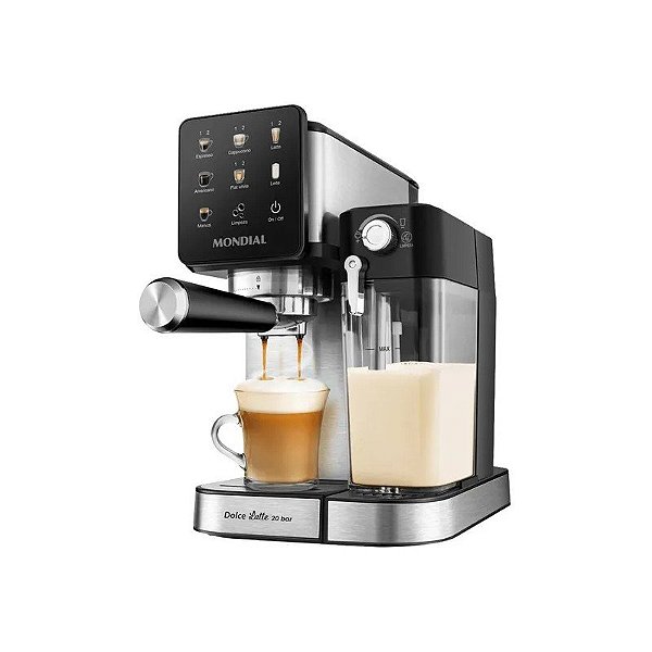 Cafeteira Elétrica Mondial Espresso Dolce Latte C-28-Ecl - 1350W - 1L - 110V/60Hz - Preto e Inox