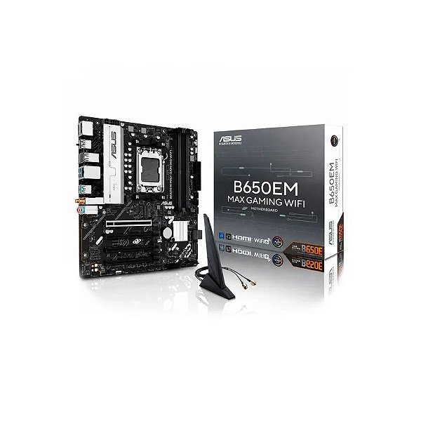 Placa-Mãe Asus B650EM Max Gaming Wifi DDR5 Socket AM5 Chipset AMD B650 Micro ATX