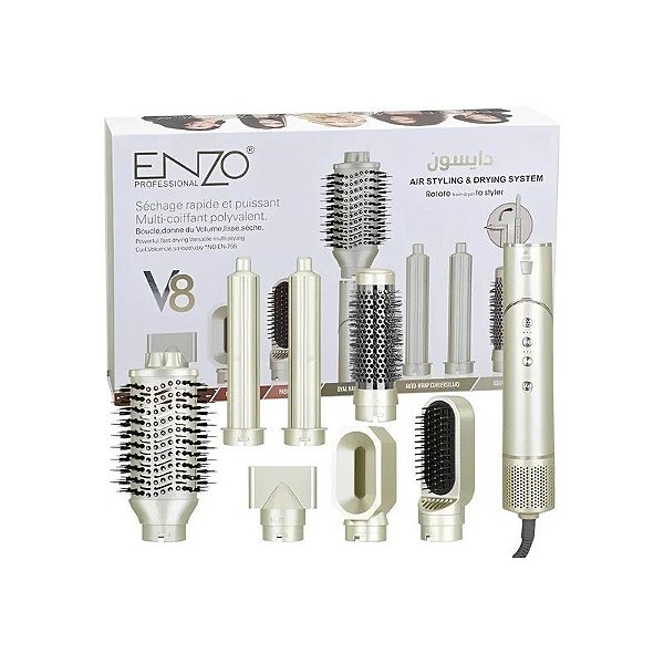 Secador e Modelador de Cabelo Enzo Profissional EN-755 Multifuncional 7 Em 1 1500 W 220V - Cinza