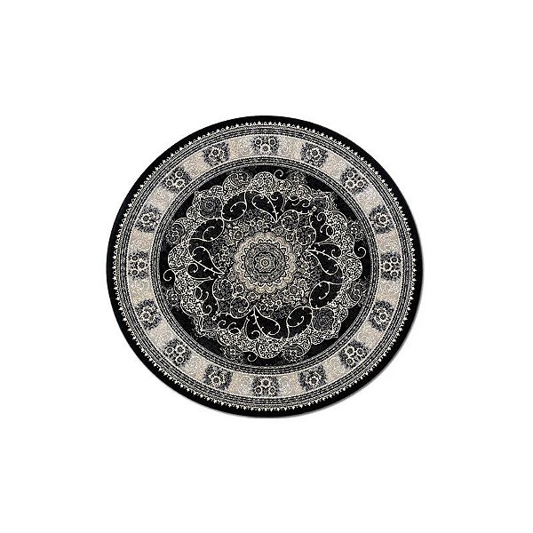 Tapete Turquesa Redondo Turco Tipo Persa 200 X 200 CM Preto